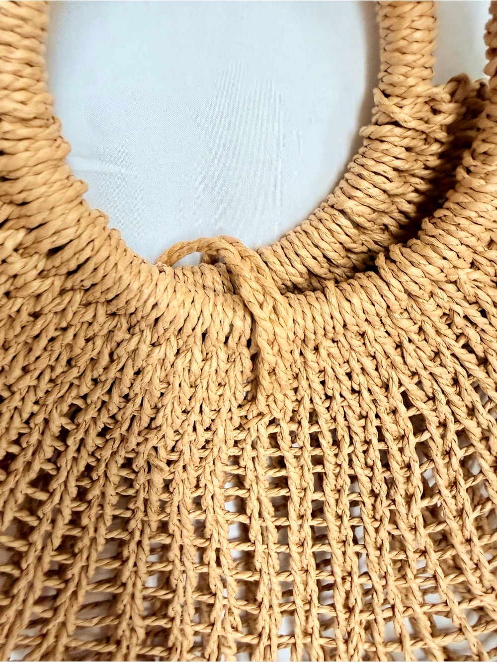 Lulus Woven Straw Tote Bag Round Handle Boho Beach Market Purse - Picture 5 of 10